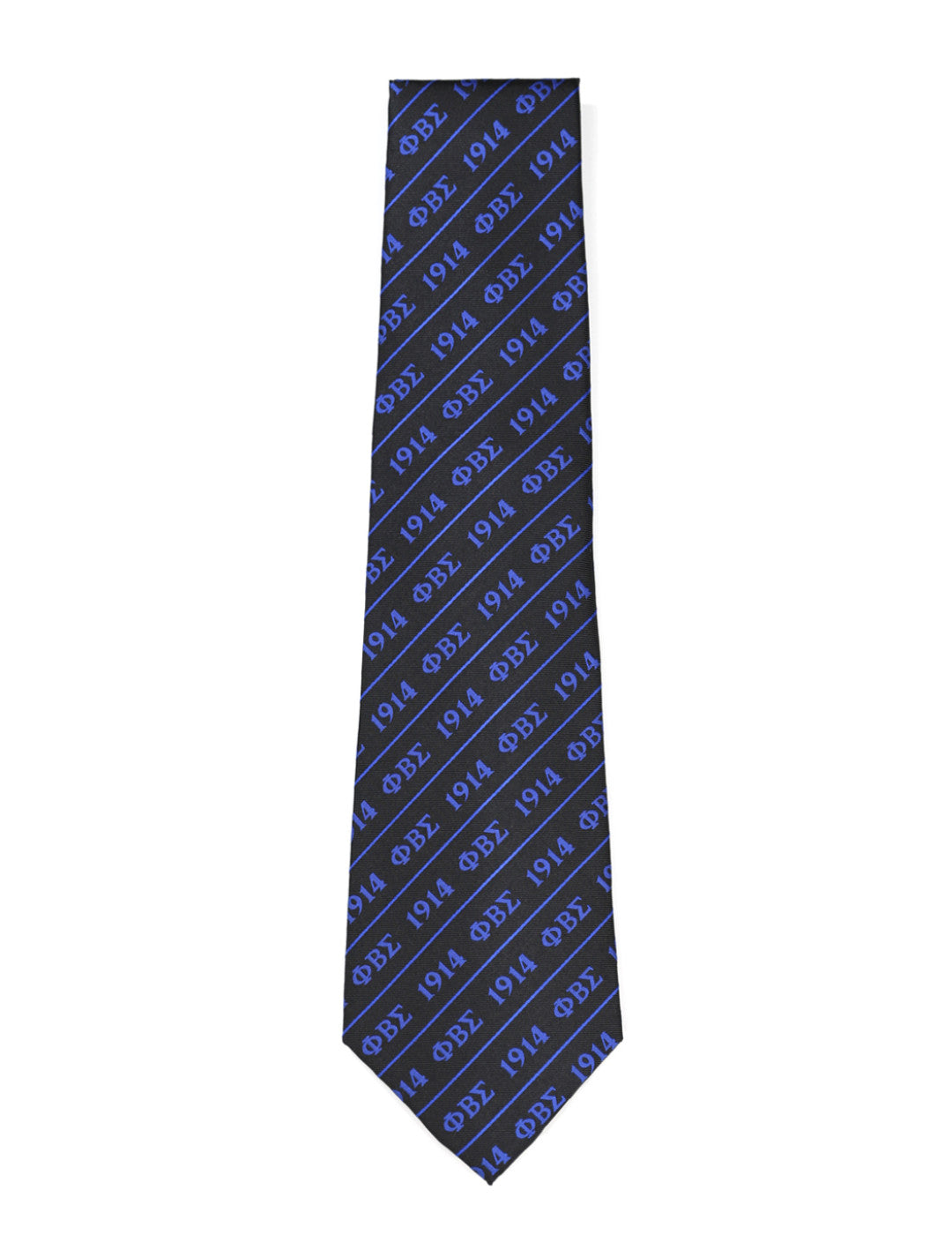 Blue tie with pattern on a white background