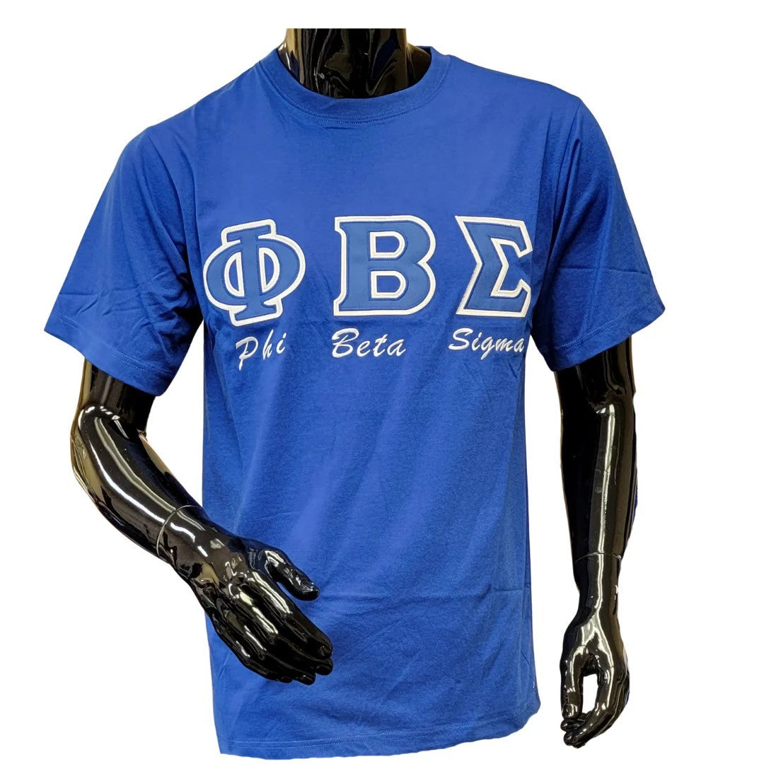 Blue t-shirt with Phi Beta Sigma letters on a mannequin