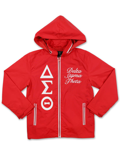 Red hoodie with Delta Sigma Theta logo on a white background