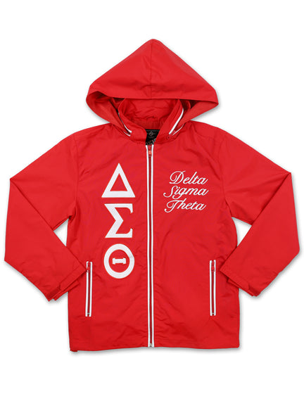 Red hoodie with Delta Sigma Theta logo on a white background