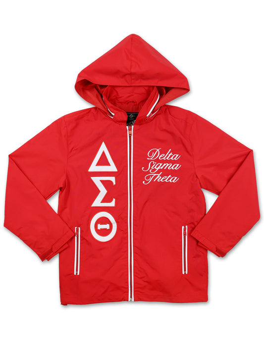 Red hoodie with Delta Sigma Theta logo on a white background