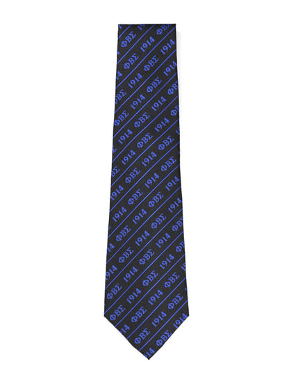 Blue tie with pattern on a white background