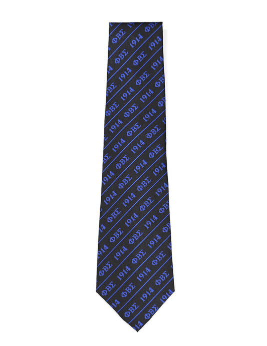 Blue tie with pattern on a white background