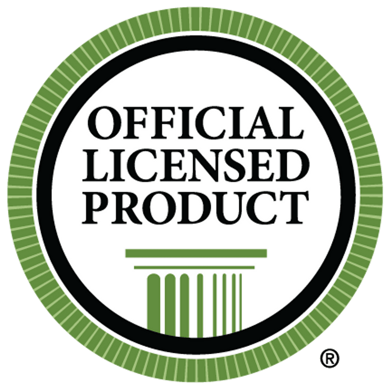 Circular logo with 'Official Licensed Product' text and green border on a white background
